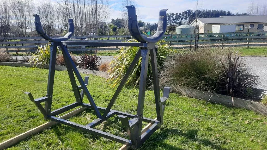 Custom aluminium A-frame rack with kayak cradles